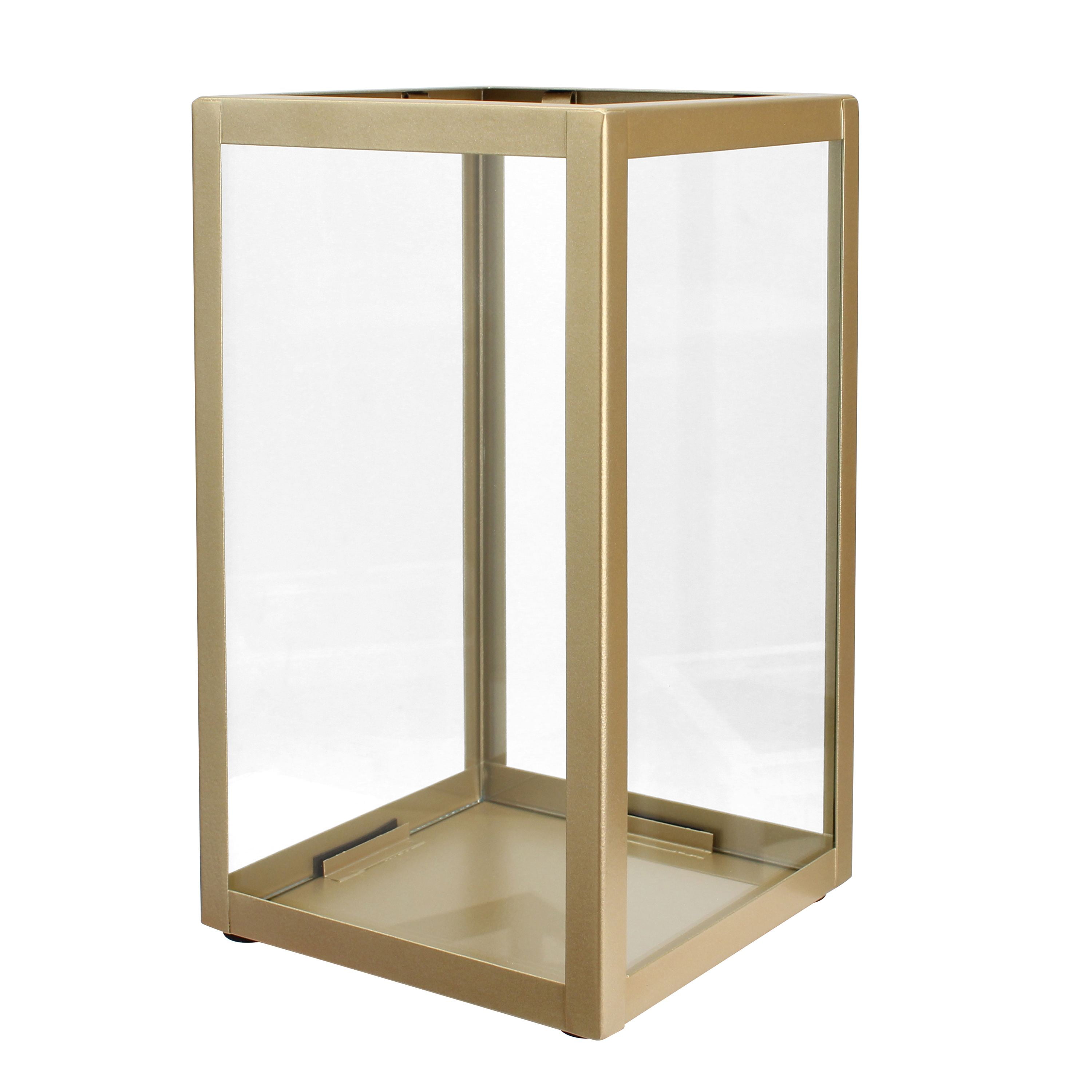Better Homes & Gardens Indoor Decorative Metal Candle Holder Lantern, Gold, Large