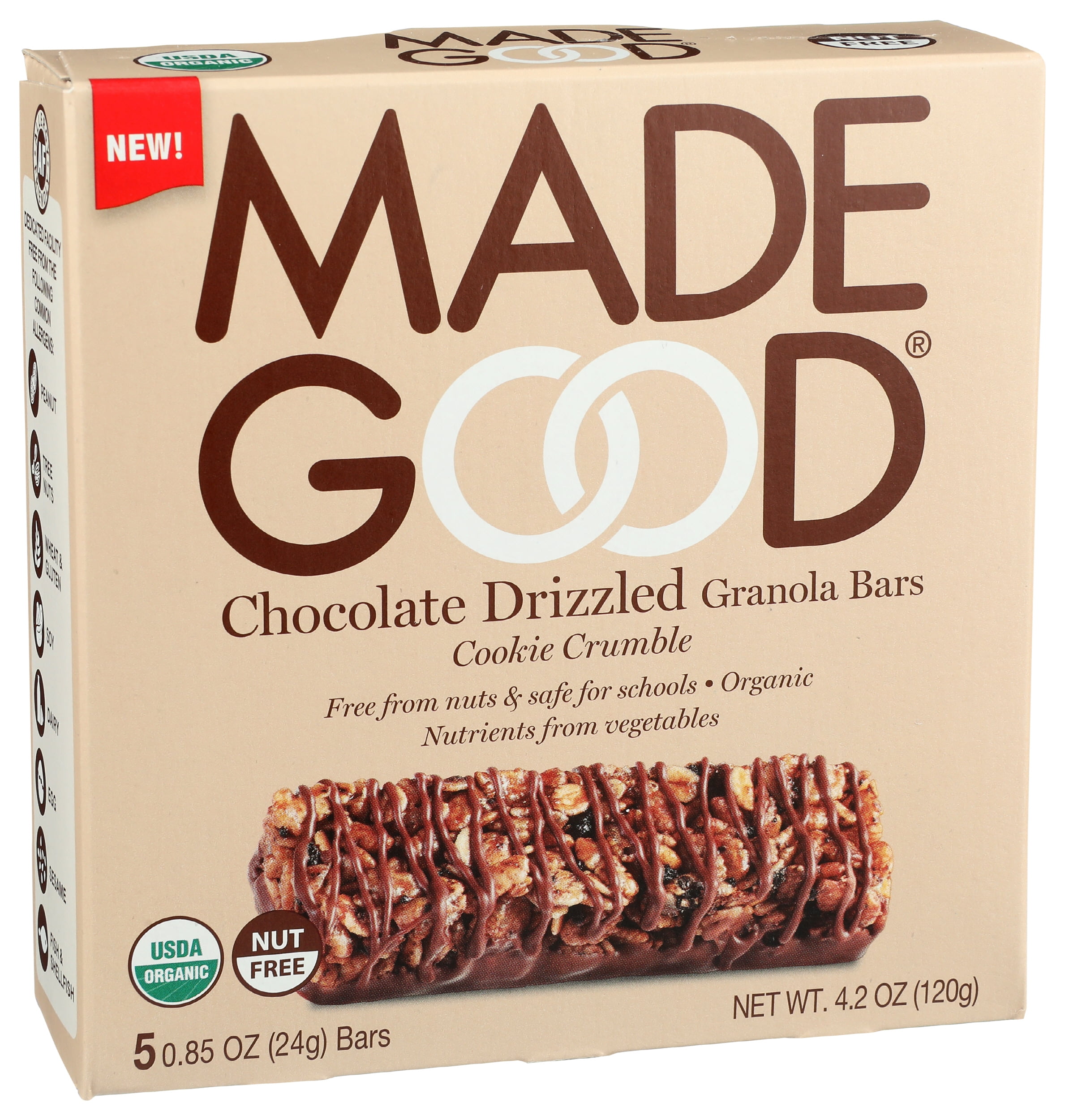 Pack of 6, Madegood Chocolate Drizzled Granola Bars, 4.2 oz