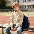 thumbnail image 4 of Boys Zip up Hoodies Cute Waffle Sweatshirts Jackets Casual Long Sleeve Stand Collar Tops Fashion Solid Color Outerwear Lightweight Coats Kids Teen Boys Back to School Clothes 3-14 Years, 4 of 9