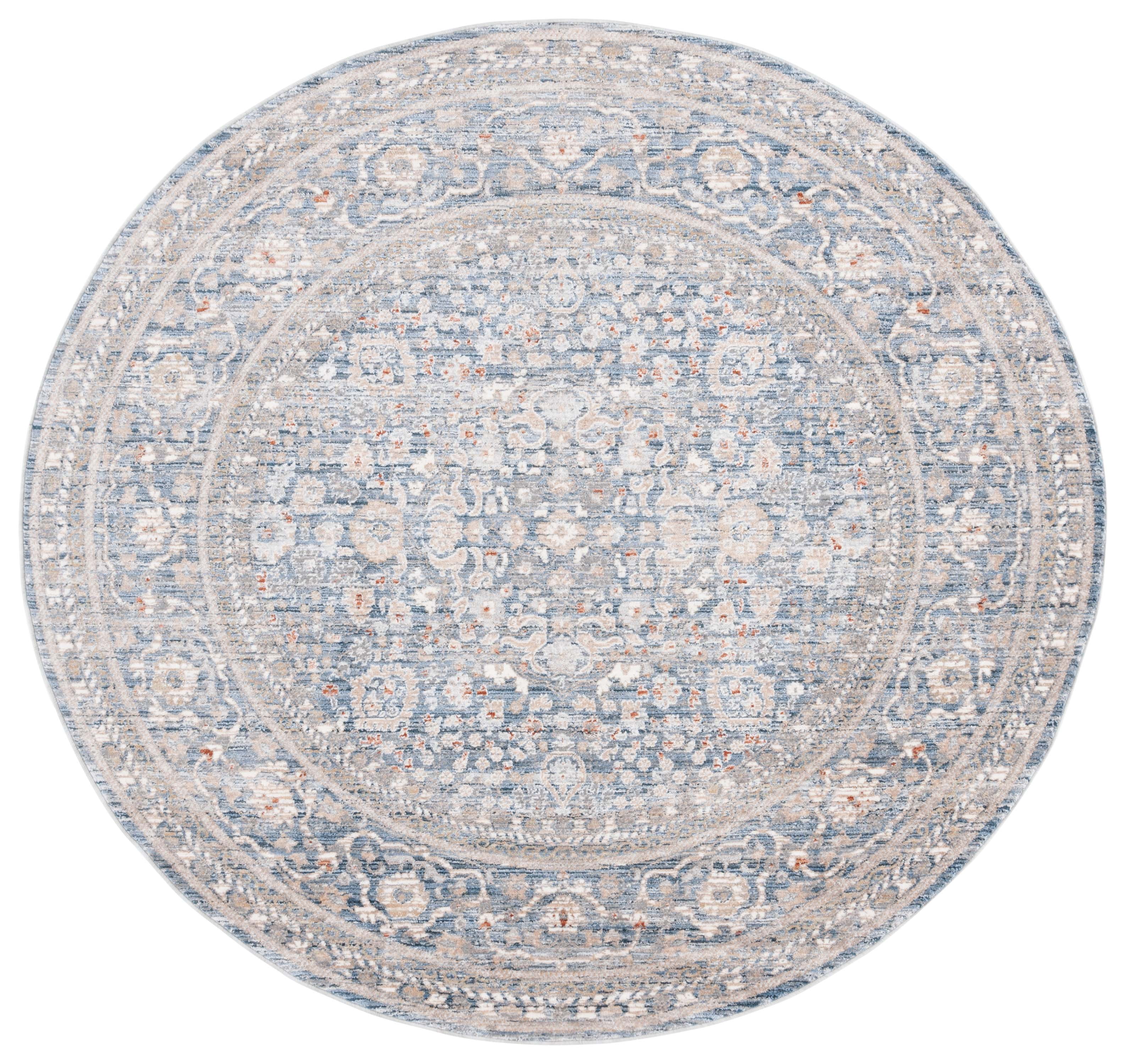 Safavieh Harlow Dalach Floral Area Rug, Ivory Blue/Gray, 6'3" x 6'3" Round