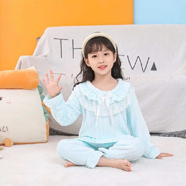 Pijamas de encaje de franela para niñas, ropa de dormir cálida de lana de Coral, Conjunto de pijama de Navidad para niños, ropa de dormir de princesa gruesa