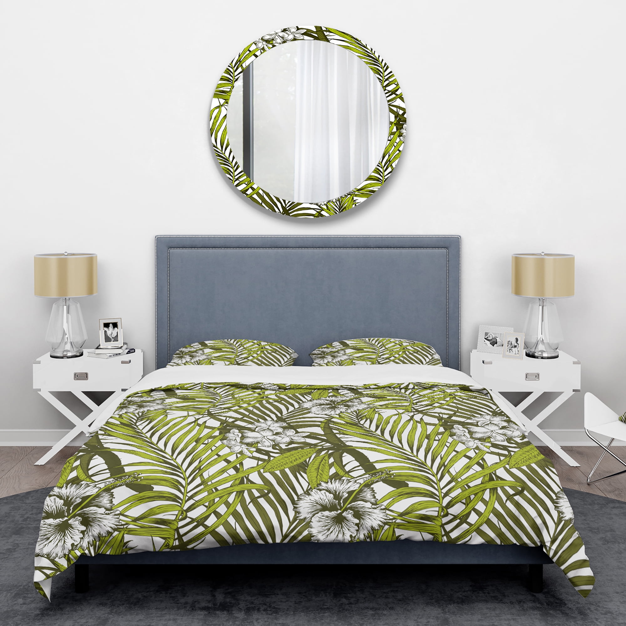 Designart 'Tropical Palm Leaves I' Mid-Century Duvet Cover Set