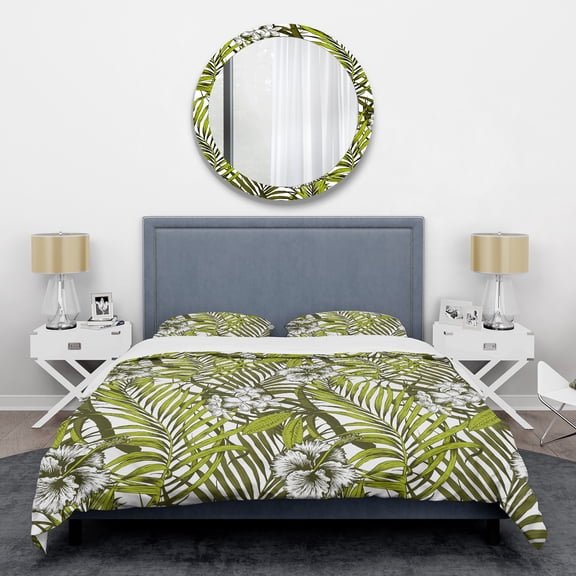 Designart 'Tropical Palm Leaves I' Mid-Century Modern Duvet Cover Set