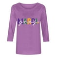 thumbnail image 4 of CYiJun Mardi Gras Clothing,Parade Ready 3/4 Sleeve Top,Lightweight Crewneck Shirt for Mardi Gras Street Celebration, 4 of 5