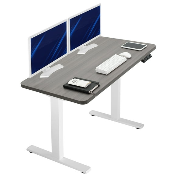 VIVO Electric 43” x 24” Stand Up Desk | Dark Gray Table Top, White Frame