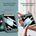 thumbnail image 6 of Hinged Case Compatible Samsung Galaxy Z Flip 5 Wristband Stand Case & Camera Screen Protector,Full Body Protection Smooth PU Leather Case,Thin Phone Case for Samsung Galaxy Z Flip 5 Cases Green, 6 of 14