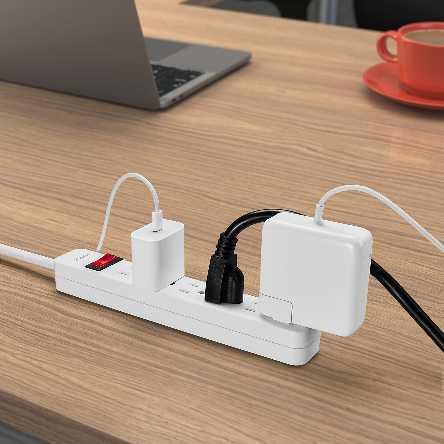 Staples 6-Outlet Power Strip 15' Cord White 2/Pack 24353926