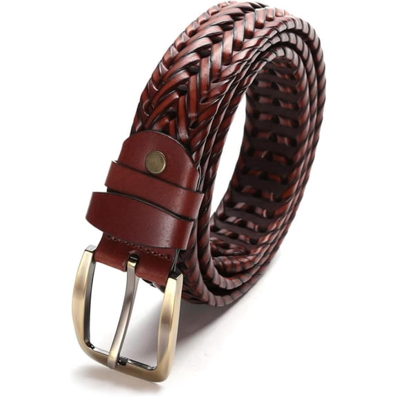Men's Leather Casual Belt Durable Golf Belt Braided Mesh Design Ideal for Business Work Outfit and Formal Occasions