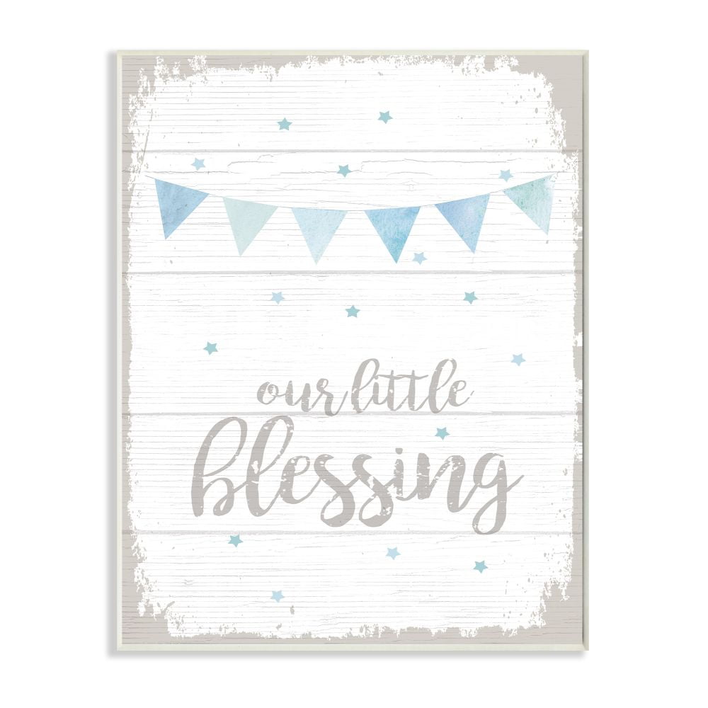 The Kids Room by Stupell Our Little Blessing Blue Kids Word Design Wall Plaque by Daphne Polselli