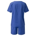 thumbnail image 2 of Bmisegm Ladies Loose Casual Round Neck Solid Color Cotton Two Piece Shorts Suit Blue XXL, 2 of 5