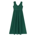 thumbnail image 3 of iiniim Kids Girls Chiffon Ruched Junior Bridesmaid A Line Swing Maxi Formal Pageant Prom Dress Army Green 6, 3 of 7