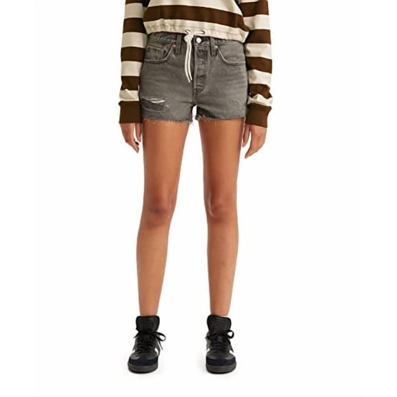 563270325 LEVI'S WOMEN'S 501 ORIGINAL SHORTS WOMEN 33 BLACK DESTRUCTED