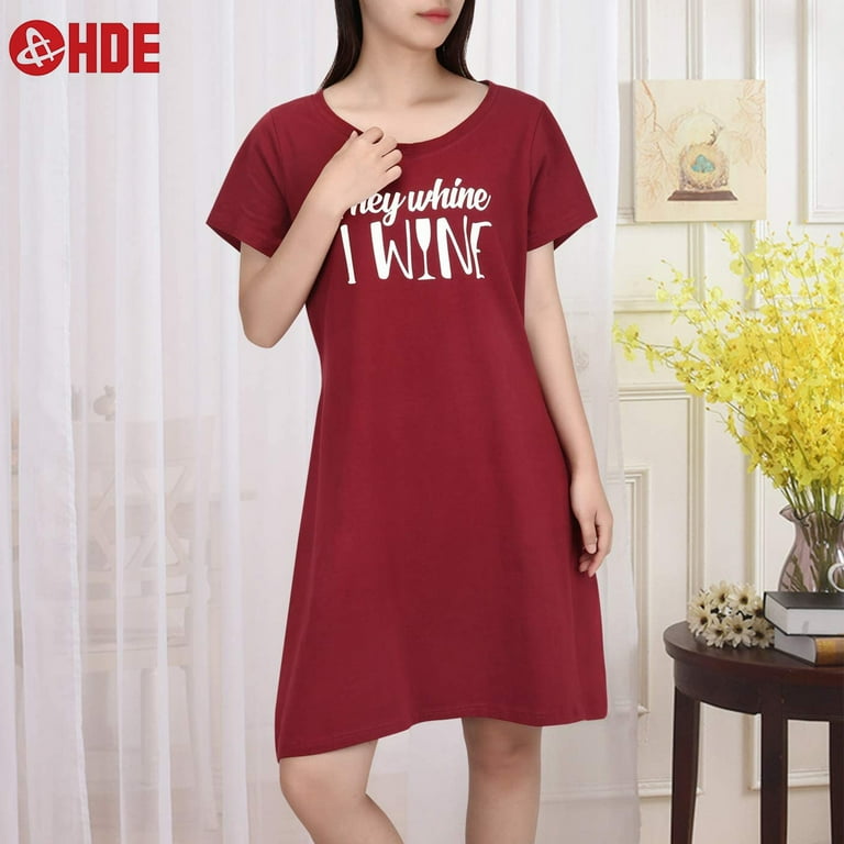 HDE Sleep Shirt for Women 100 Cotton Nightgown S 5X Wine Size S M Walmart