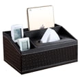 thumbnail image 1 of Caja de pañuelos de cuero multifuncional para mesa de centro, escritorio, control remoto, almacenamiento, 1 of 5