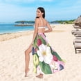 thumbnail image 6 of FORMRS Womens Long Sarong Beach Wrap Semi-Sheer Bikini Skirt Bathing Swimsuit Cover Up, Pink Raspberries, 6 of 7