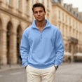 thumbnail image 5 of Trgacdwlo Fleece Men's Half Zip Sweatshirt Stand Collar Fuzzy Men's Long Sleeve Pullover Shirts Solid Color Fall Winter Cotton Sweatshirts for Men Light Blue XXL, 5 of 6