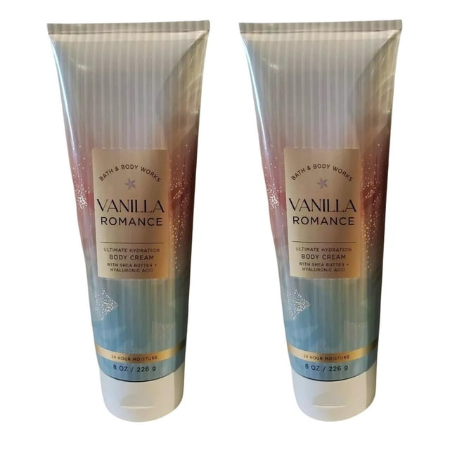 Bath and Body Works Vanilla Romance Crema corporal de hidratación definitiva, 8 onzas, paquete de 2