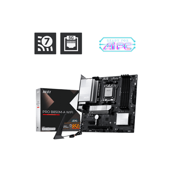 MSI Pro B850M-A WIFI Gaming Desktop Motherboard - AMD B850 Chipset - Socket AM5 - Micro ATX (prob850mawifi)