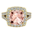thumbnail image 4 of Cushion Cut Pink Morganite Halo Engagement Ring Split Shank 14K Gold 2.95 CT TW, 4 of 5