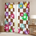 thumbnail image 2 of Homewish Boys Girls Groovy Flower Blackout Curtains Set of 2 (52x84 Each),Geometric Plaid Window Curtains,Vintage Aesthetic Curtains and Drapes,Breathable Home Decor, 2 of 6