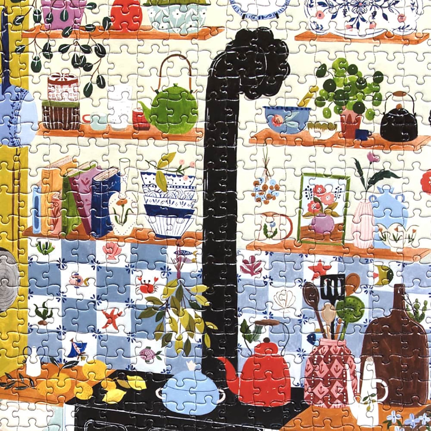 eeBoo Piece & Love: Morning Kitchen - 1000 Piece Puzzle - Adult Square Jigsaw, 23x23", Includes Image Reference Insert, Glossy High-Quality Pieces