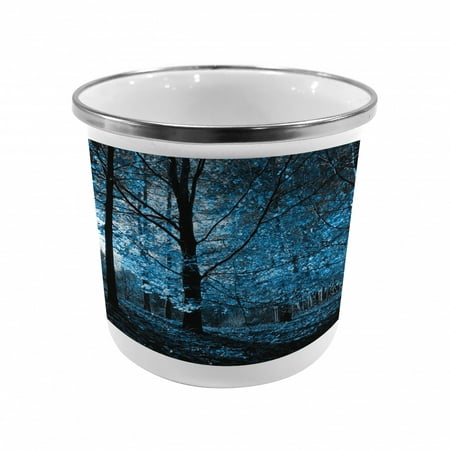 

Woodland Steel Camping Mug September Afternoon in Woodland Autumn Nature Picture Print Printed Thermal Cup for Camping and Outdoor Activities by Ambesonne
