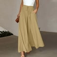 thumbnail image 3 of REALiKUN Womens Plus Size Linen Pants Wide Leg Palazzo Trousers High Elastic Waist Flowy Culottes with Pockets, 3 of 6