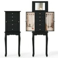 thumbnail image 1 of Gymax Armoire à Bijoux Miroir avec Miroir Rabattable et 4 Tiroirs, Noir, 1 of 9