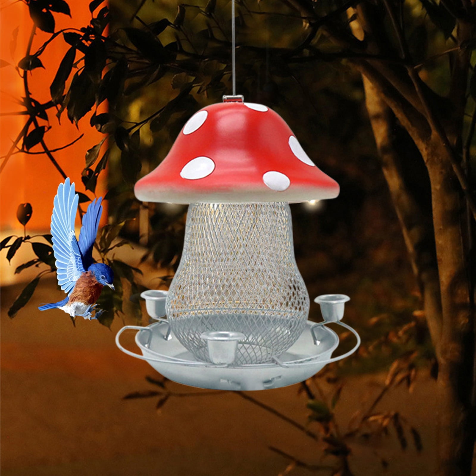 sruoe Hummingbird Feeder, Hanging Hummingbird Feeder Outdoor, Small Hummingbird Feeders, Ant Moat Perch Decor Bird Feeders for Garden Patio Window Backyard, Iron