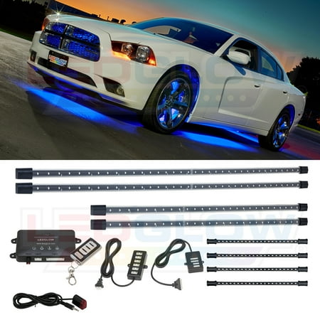 Ledglow 4pc Blue Wireless Led Underbody Underglow Interior Lighting Light Kit Ledglow 4pc Blue Wireless Led Underbody Underglow Interior Lighting Light Kit