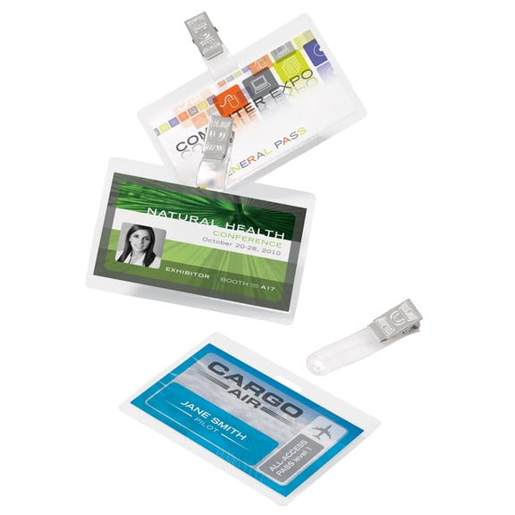 Office Depot® Brand Laminating Pouches, ID Badge With Clip, 5 Mil, 2.5" x 3.75", Pack Of 25
