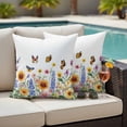 thumbnail image 5 of Country Sunflower Pillow Covers 2 Pack Daisy Lavender Butterfly Farm Botanical Pillowcase Waterproof Outdoor Throw Pillow Cover for Patio Garden Square Cushion 16”x16”, 5 of 9