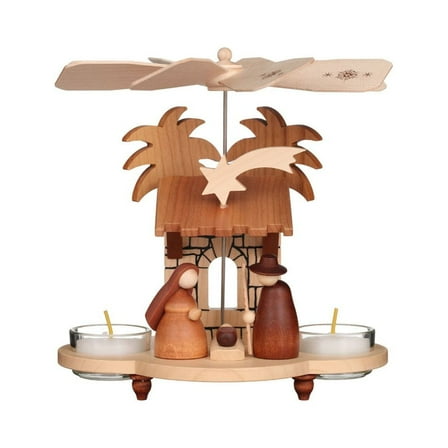 Alexander Taron 7.5" Brown and Black Christian Ulbricht Holy Family Scene Pyramid Candle Holder