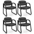 thumbnail image 1 of Costway Waiting Room Chair Set of 4 with Sled Base and Padded Arm Rest Home Black, 1 of 6