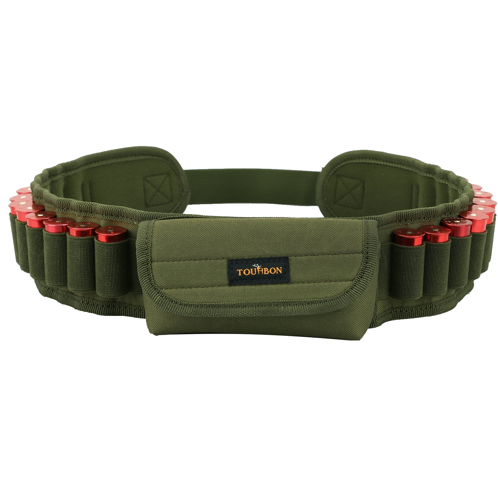 TOURBON Hunting Accessories Tactical Shotgun 12/16/20 Gauge Ammo Cartridges Holder Belt w/Pouch Shooting 20 Rounds Bandolier