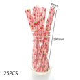 thumbnail image 4 of 25 Stick Disposable Paper Straws Party Handmade Environmental Straw(Deep strawberry), 4 of 5