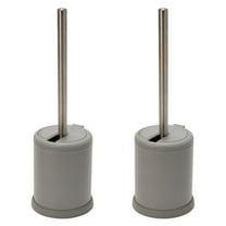 Bath Bliss 2 Pack Self Closing Lid Toilet Brush and Holder in Grey