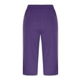 thumbnail image 4 of Capri Pants for Women Spring Summer Elastic Mid Waist Straight Leg Capri Sweatpants Capris with Pockets, 4 of 6