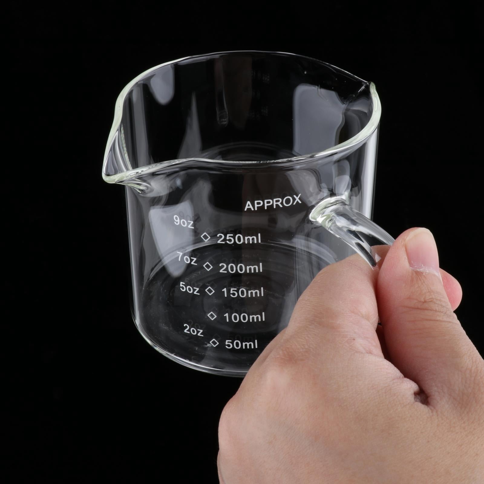TISHITA 4x Espresso Glasses Coffee Measuring Cup, Mini Measuring Cup Double Spouts Milk Cup, Clear Glass Pitcher for Fruit Juice 250ml,