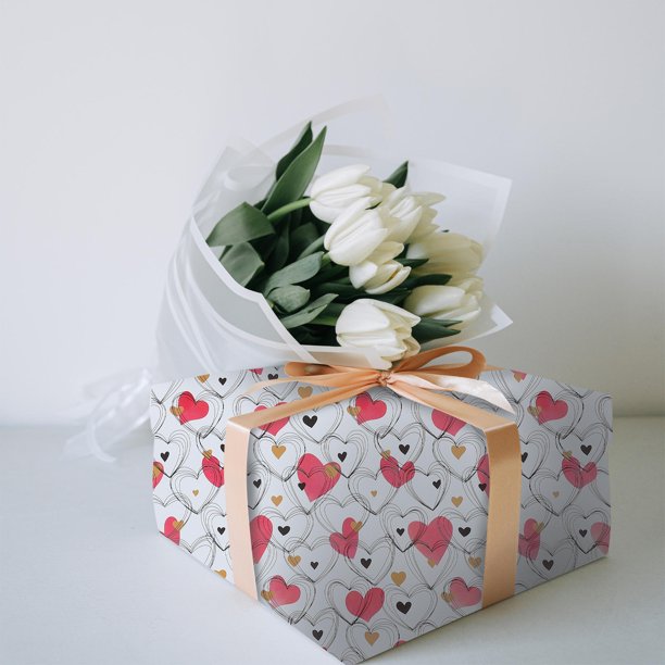 unbranded Papel De Regalo Para San Valentín Con De Corazones Multicolor Para Manualidades Y Embalaje