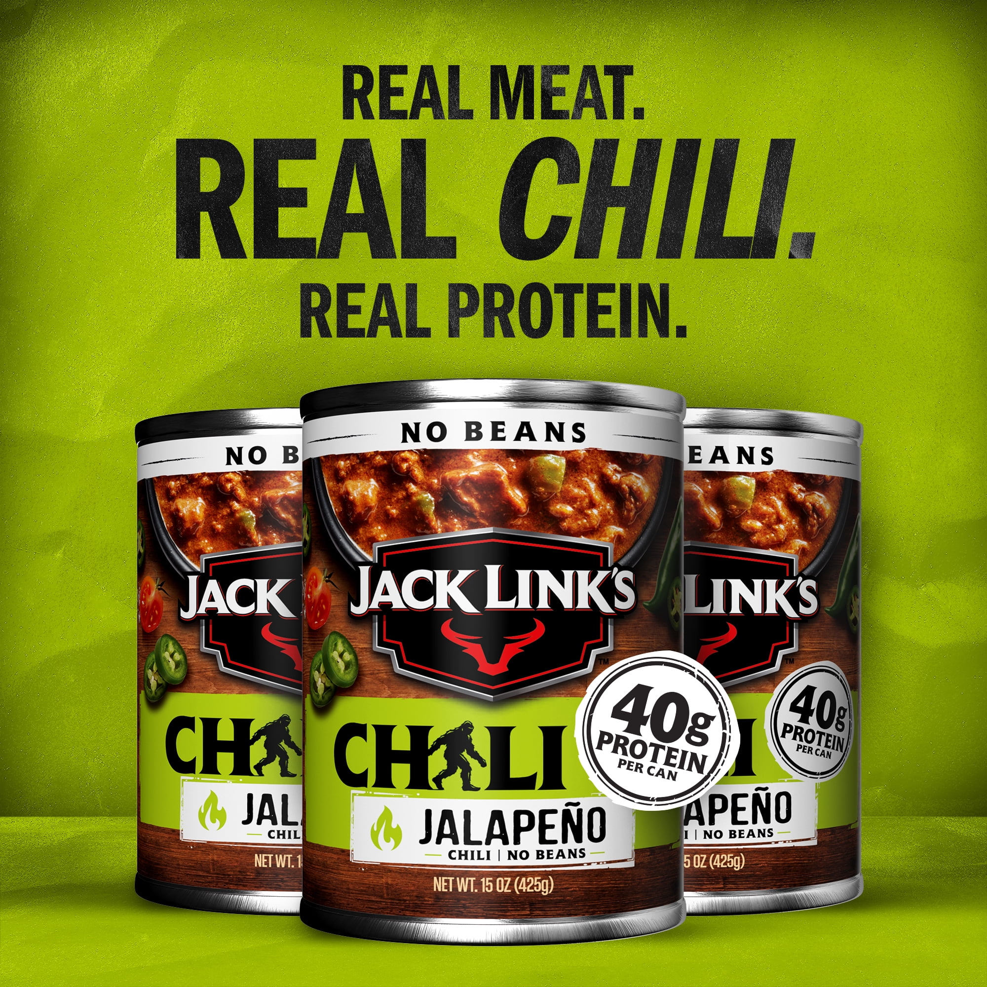 Jack Link's Chili, Jalapeño Flavored, No Beans, 15Ounce Can, Hearty Chili Made with 100% Beef