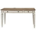 thumbnail image 2 of Transitional Wooden Office Desk with Carvings and Drawers White and Brown - Saltoro Sherpi, 2 of 5