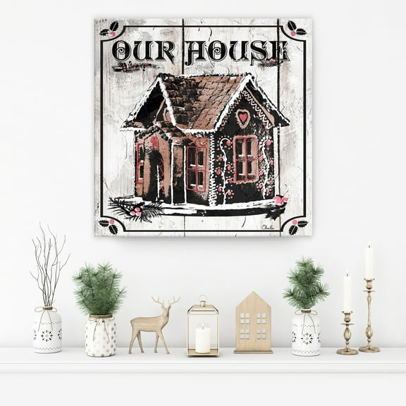 Crafted Creations Gingerbread House Christmas Canvas Wall Art - 20" x 20"