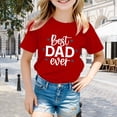 thumbnail image 2 of NINGMENG Hauts et T-Shirts pour Filles Tout-Petits Été Fête des Pères Imprimé Lettre Col Rond Manches Courtes T-Shirts Décontractés Amples Usage Quotidien, Rouge, 3-4 Ans, 2 of 4