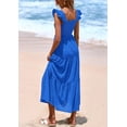 thumbnail image 2 of Vestido PRETTYGARDEN Cuello Cuadrado Fruncido con Ojal Azul XXL, 2 of 8