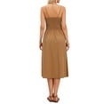 thumbnail image 3 of INSPIRE CHIC Spaghetti Strap Dress for Women Smocked A Line Swing Flowy Summer Beach Midi Dresses S Brown, 3 of 6
