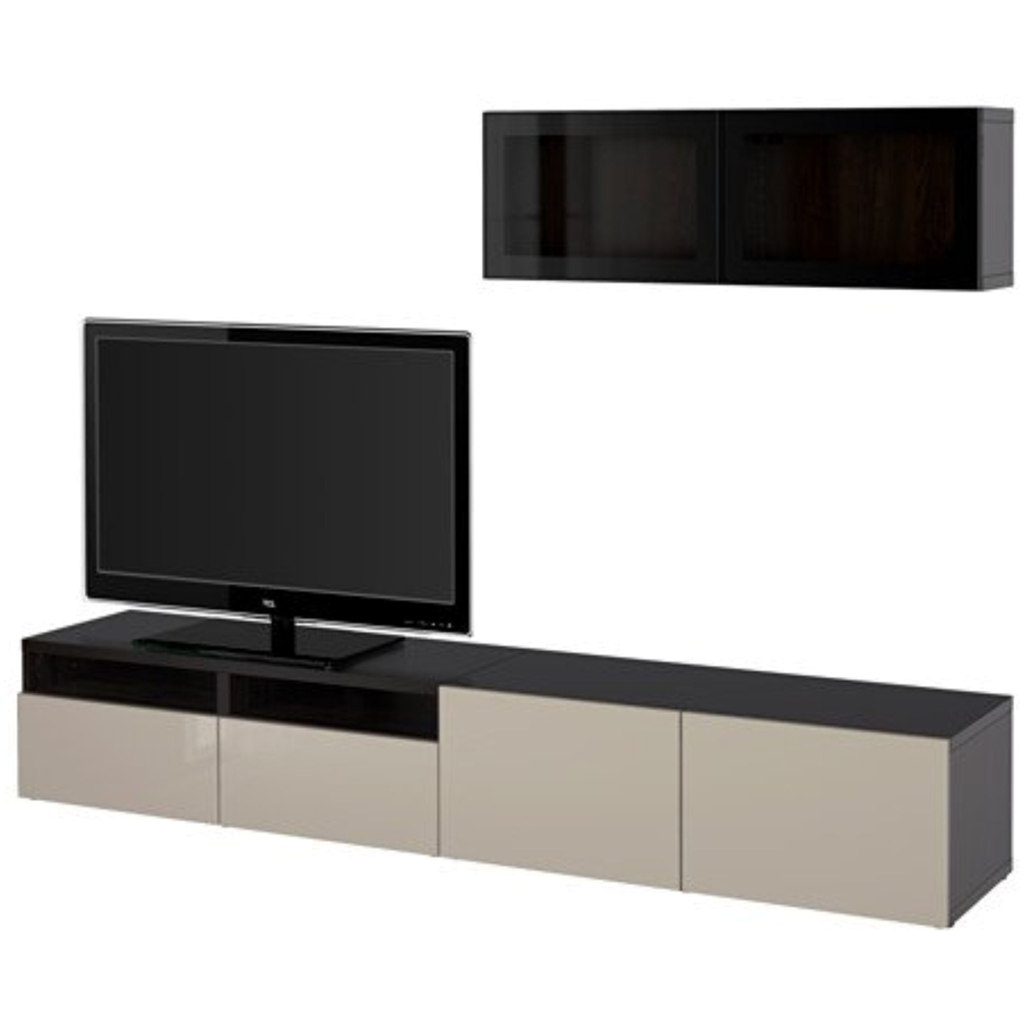 Ikea TV storage combination with drawers and glass doors