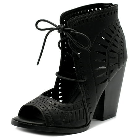 

Ollio Women s Shoes Fashion Lace up Cutout Ankle High Heel Bootie MH041