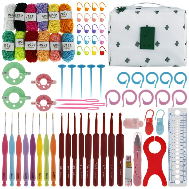 CIVG 79Pcs Crochet Kits for Beginners Colorful Crochet Hook Set with  Storage Bag and Crochet Accessories Ergonomic Crochet Kit Practical  Knitting Starter Kit for Adults Kids Gifts 