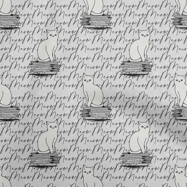 oneOone Cotton Flex Light Gray Fabric Animal Cat With Text Texture Sewing Craft Projects Fabric Prints By Yard 40 Inch Wide